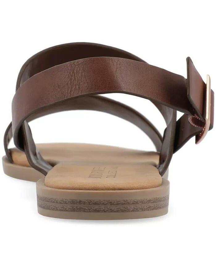 Journee Collection Womens Lavine Double Strap Sandals Brown Size 11 MSRP $59