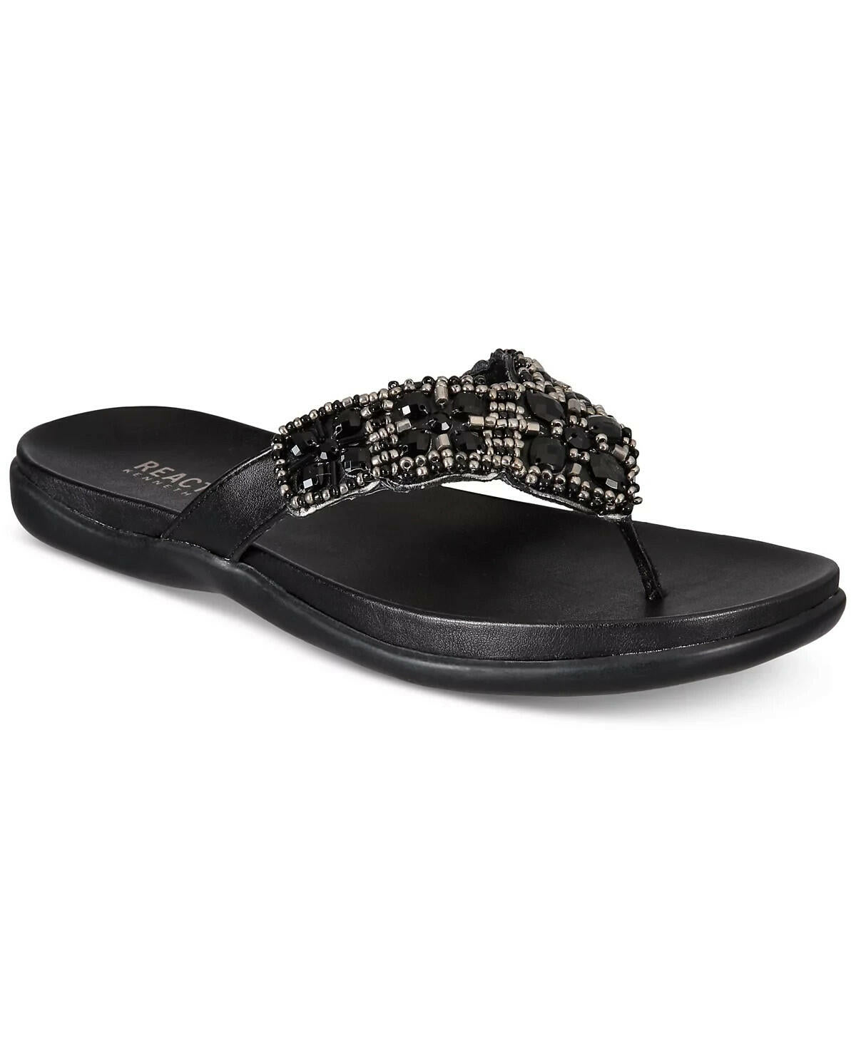 Kenneth Cole Reaction Women's Glamathon Rhinestone Sandals Black 5 MSRP $69