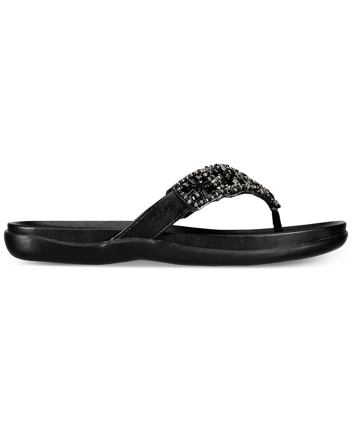 Kenneth Cole Reaction Women's Glamathon Rhinestone Sandals Black 5 MSRP $69