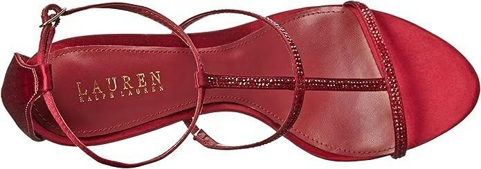 Lauren Ralph Lauren Aida Red Satin Leather Heels Size 7 Dress Shoes $150