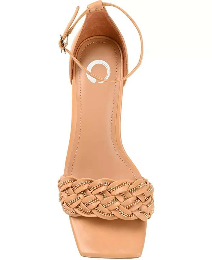 Journee Collection Mabella Braided Chain Sandal Mocha Tan 12 New $94