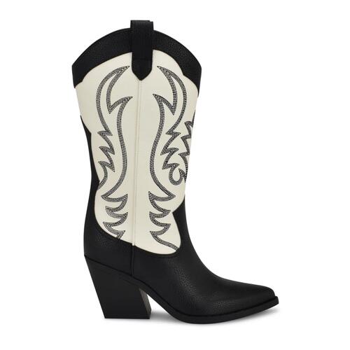 Nine West Keeks Pointed Toe Western Boots – Women’s White & Black  Size 6