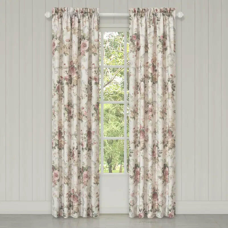 Royal Court Chablis Window Panel Pair Valance Rose Gold MSRP $170