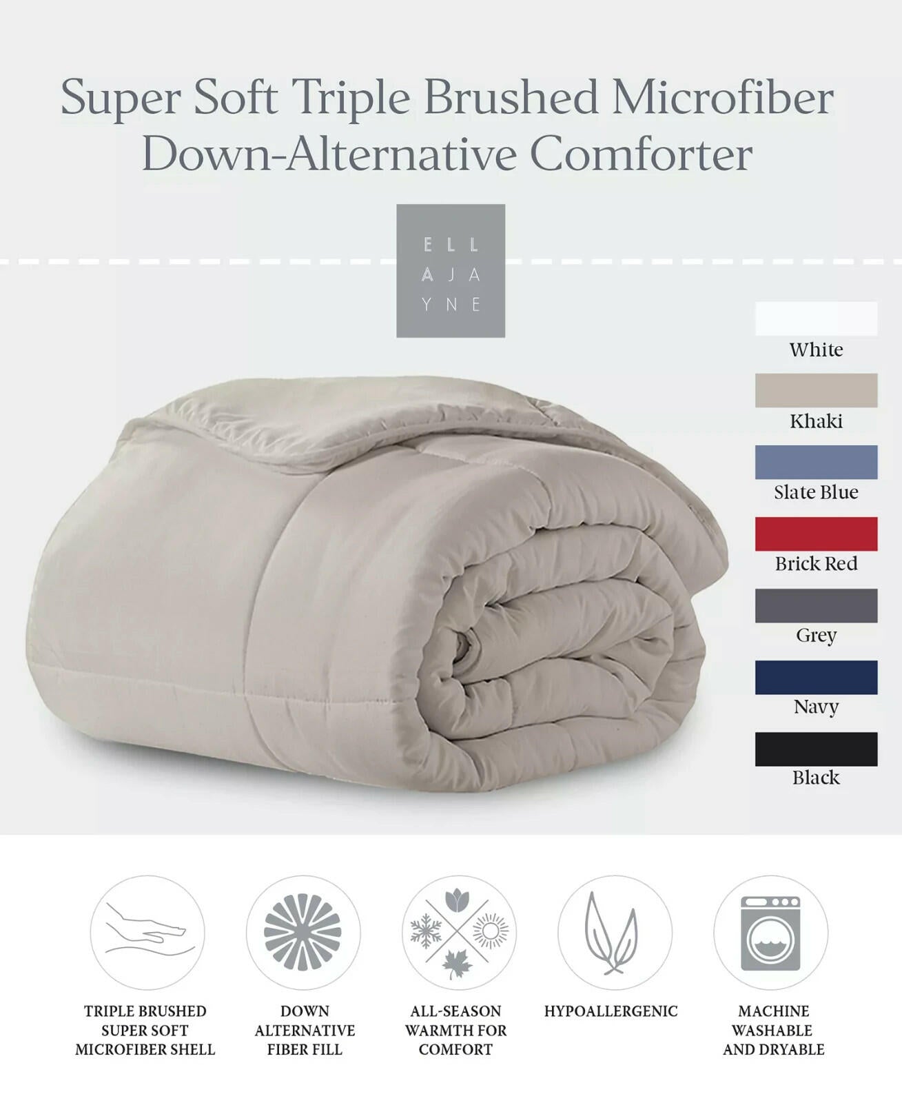 Ella Jayne Cozy Touch Down Alt Full Queen Comforter Khaki MSRP $89
