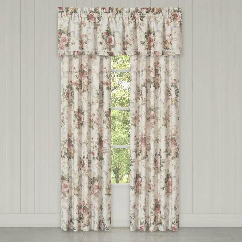Royal Court Chablis Window Panel Pair Valance Rose Gold MSRP $170