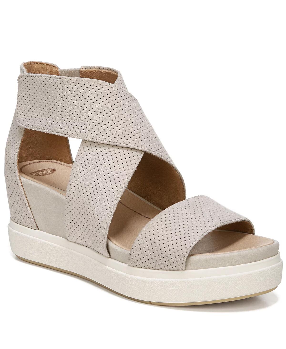 Dr Scholls Womens Sheena Platform Wedge Sandals Gray Oyster 7.5M MSRP $69