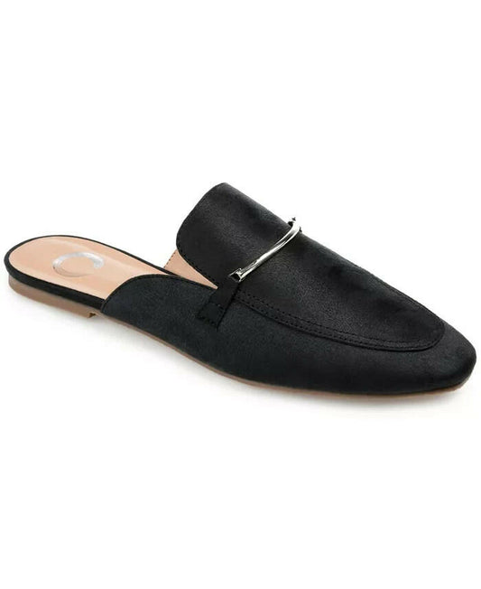 Journee Collection Womens Ameena Mule Flats Black Faux Leather 10 MSRP $60