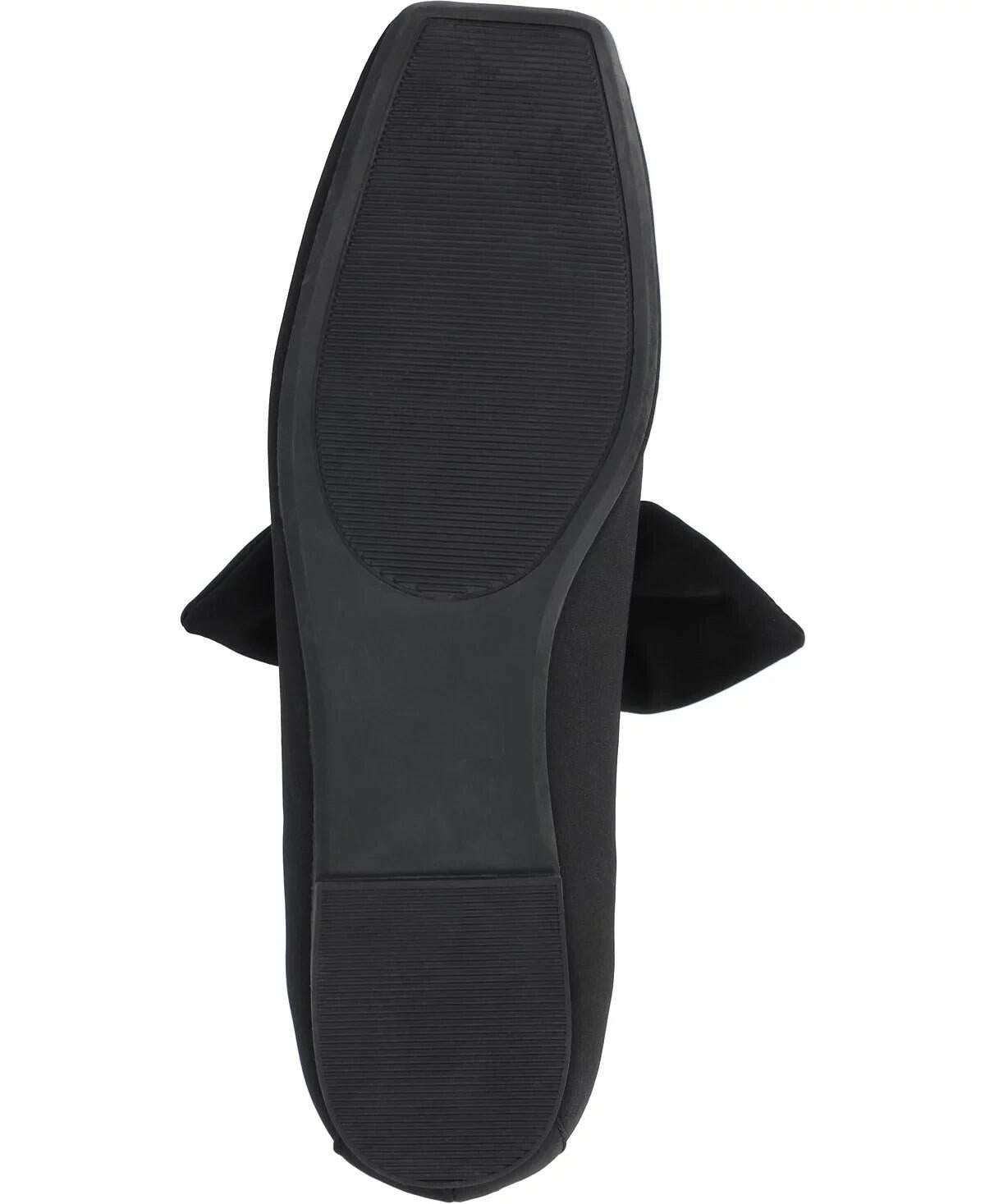 Journee Collection Women's Seralinn Bow Square Toe Flats Black 6 MSRP $74.99