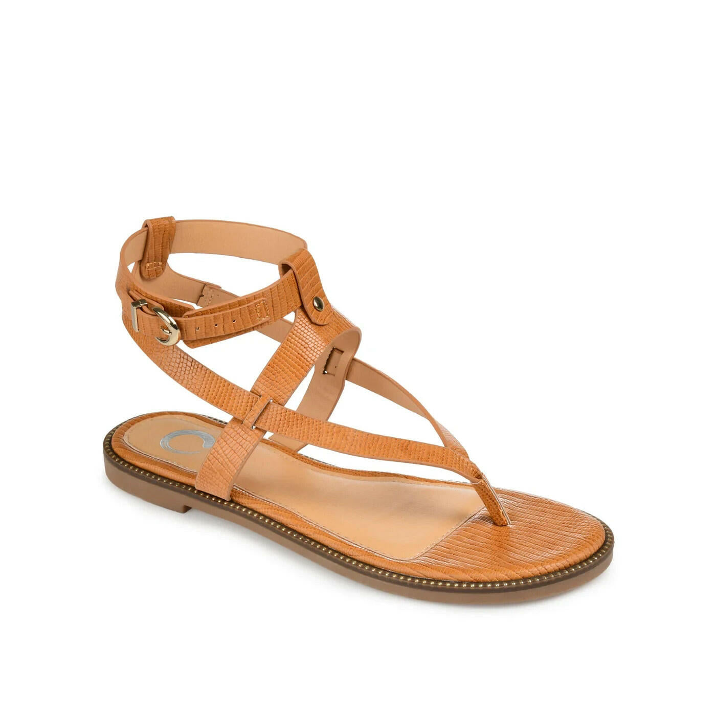 Journee Collection Womens Tangie Flat Wedge Sandals 10 Tan MSRP $69