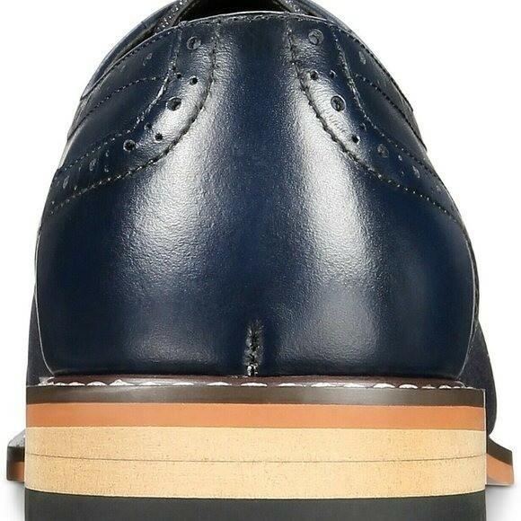 Bar III Men's Parker Leather Cap Toe Derby Shoes Dark Navy Dress Shoes