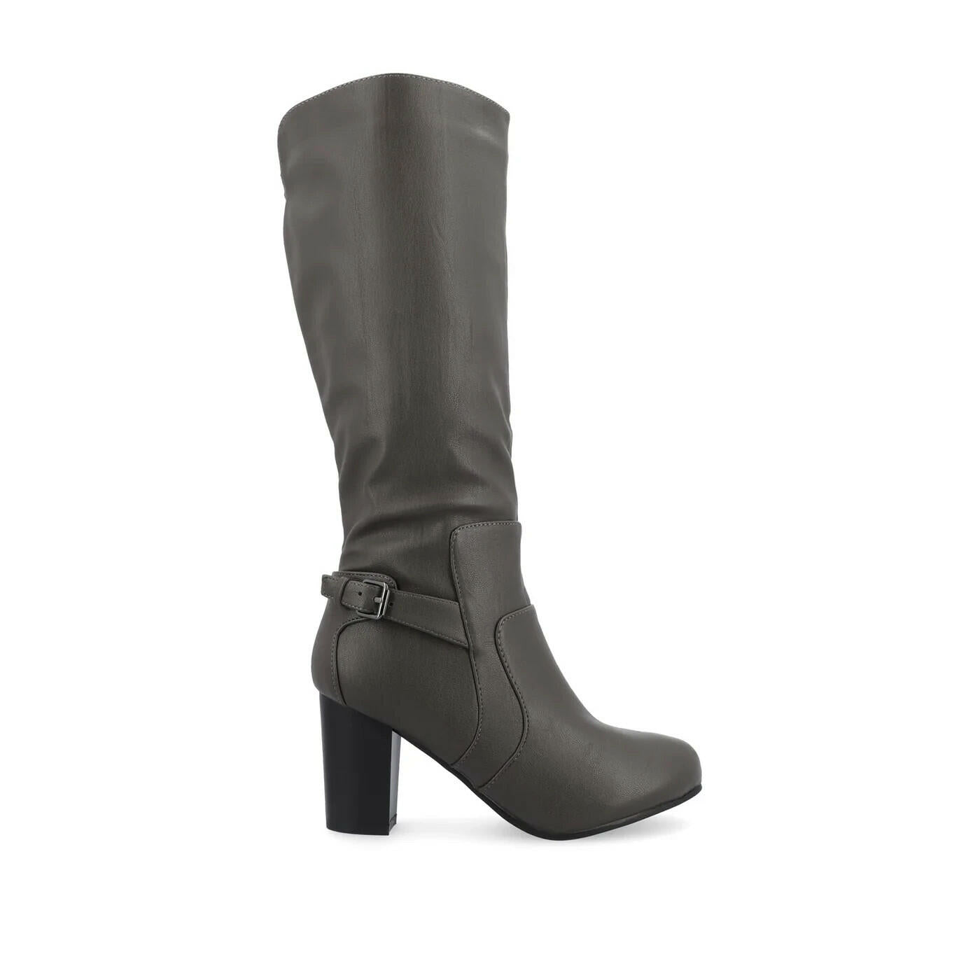 Journee Collection Carver Wide Calf Knee High Boots Gray 7 Vegan Leather $100