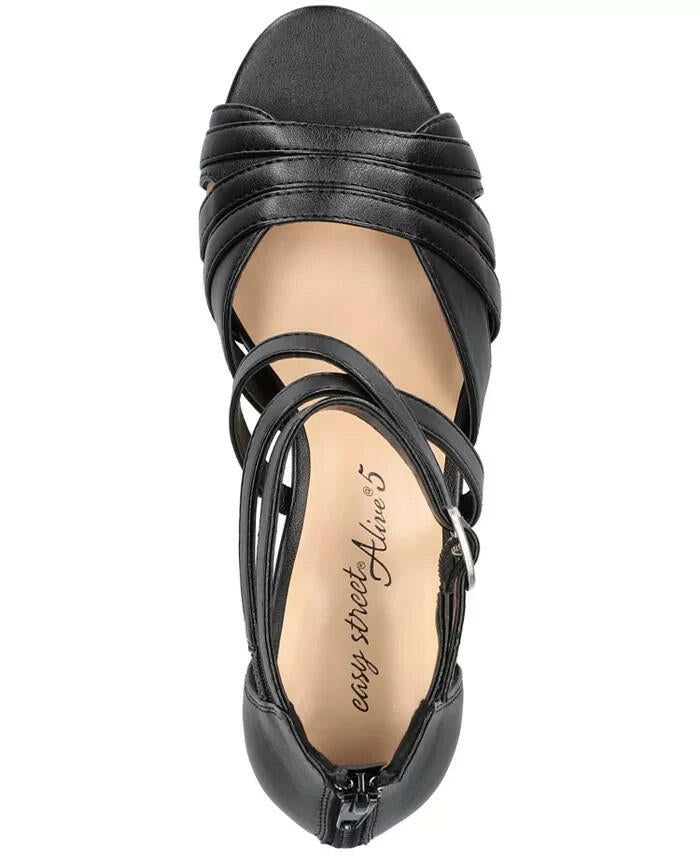Easy Street Womens Crissa Dress Sandals Black 8.5W New $89
