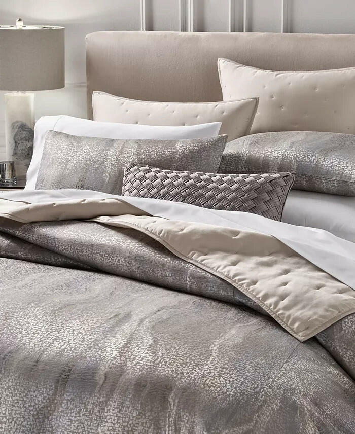 Hotel Collection Terra 3Pc Comforter Set King Gray Taupe MSRP $625