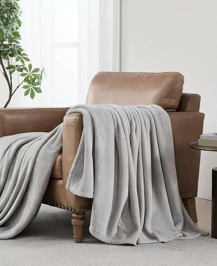 Lauren Ralph Lauren Micromink Plush Blanket Full/Queen Gray $80