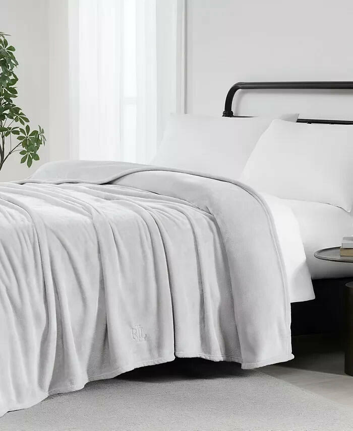 Lauren Ralph Lauren Micromink Plush Blanket Full/Queen Gray $80