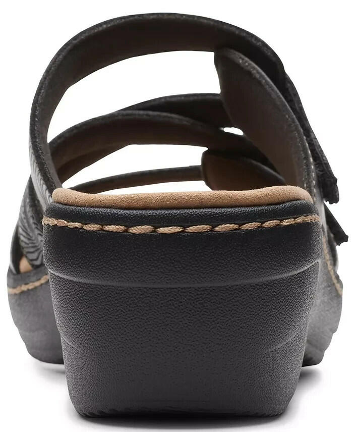 Clarks Merliah Karli Slip On Strappy Sandals 8 Black MSRP $94