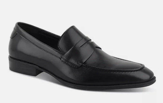 Alfani Penny Loafers Mens Black Faux Leather Memory Foam Slip On Size 11