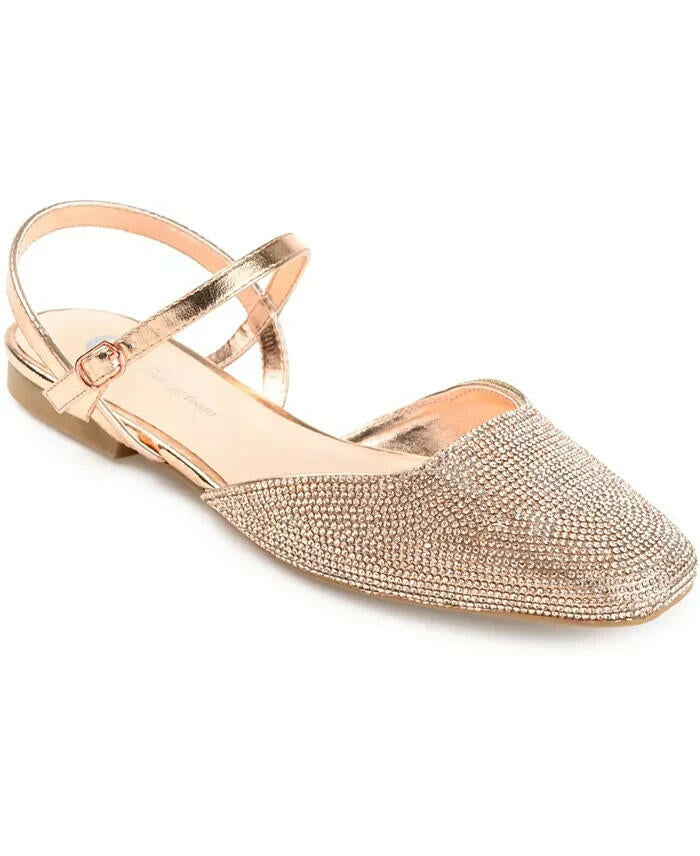 Journee Collection Women’s Nysha Rhinestone Flats Bronze Size 12 New $89