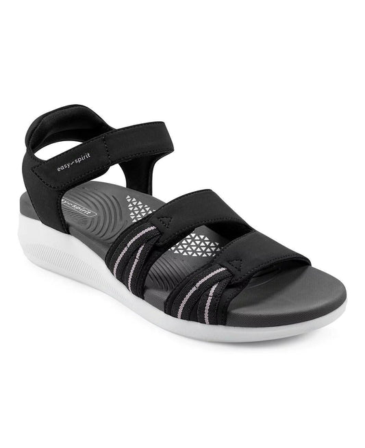 Easy Spirit Weber Sporty Sandals Light Wedge Comfort Walking Black MSRP $69