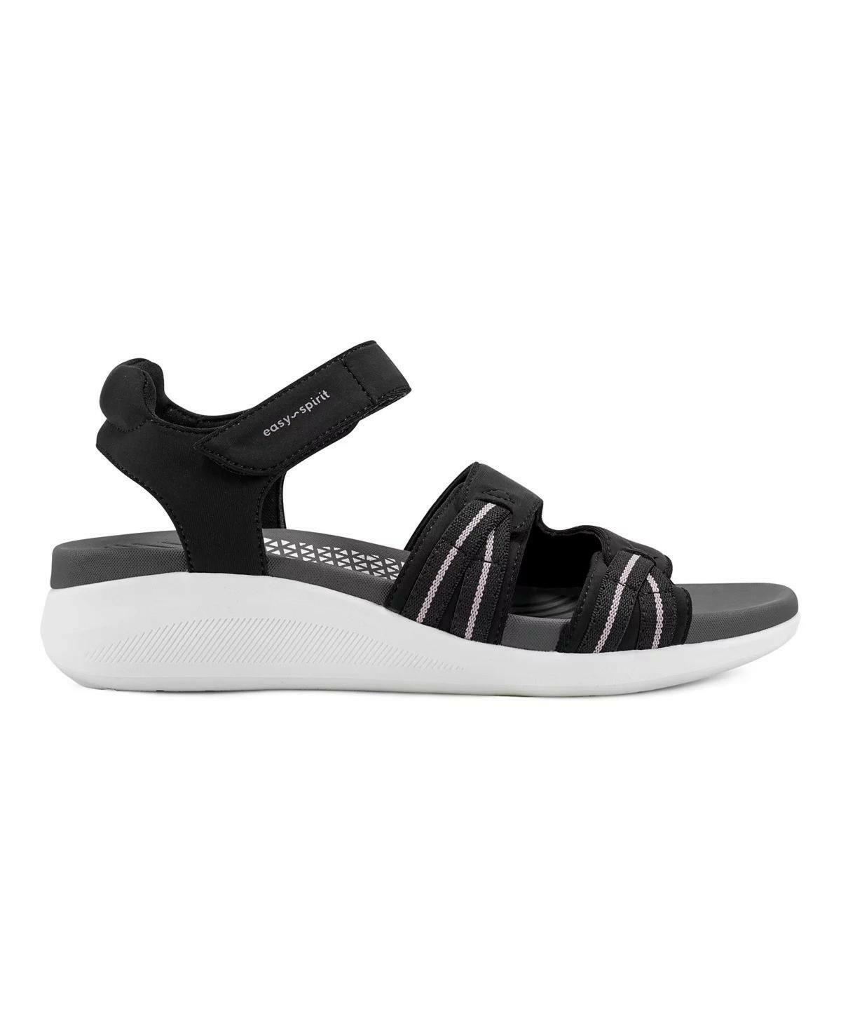 Easy Spirit Weber Sporty Sandals Light Wedge Comfort Walking Black sz 9 MSRP $69