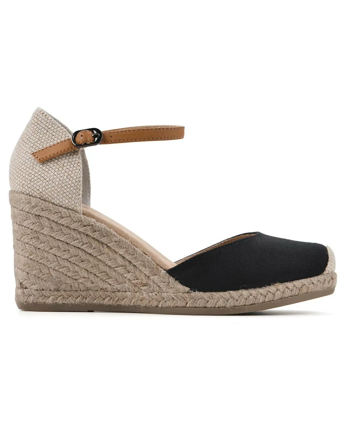 White Mountain Womens Mamba Espadrille Wedge Sandals Black Size 9 MSRP $79