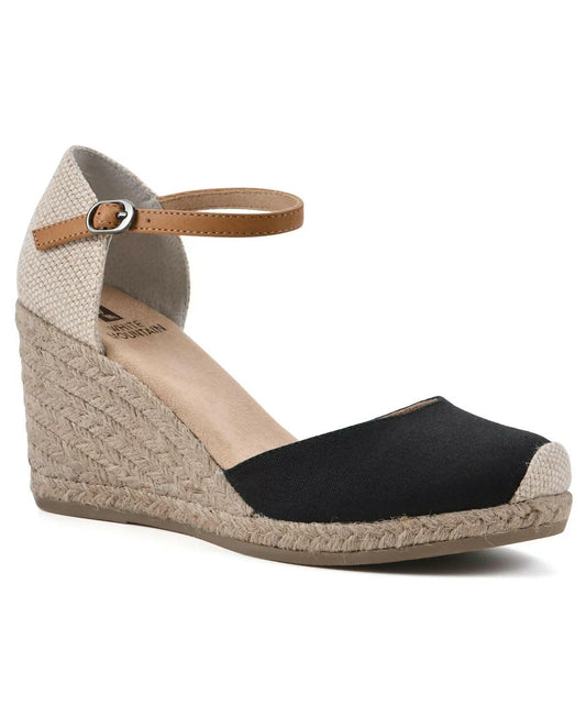 White Mountain Womens Mamba Espadrille Wedge Sandals Black Size 9 MSRP $79