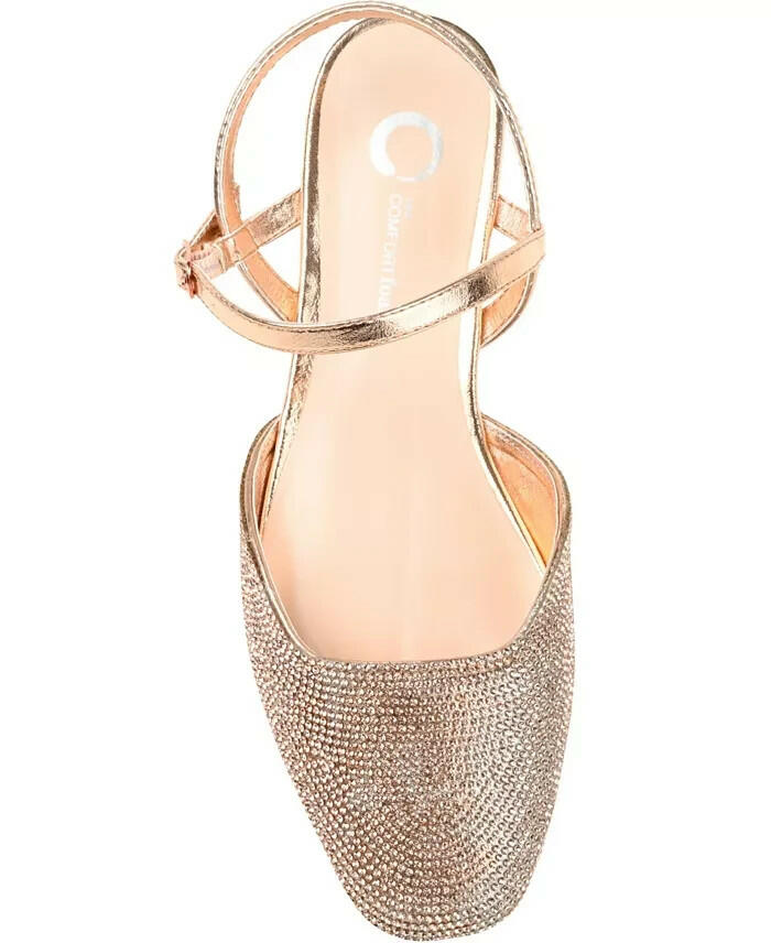 Journee Collection Women’s Nysha Rhinestone Flats Bronze Size 12 New $89