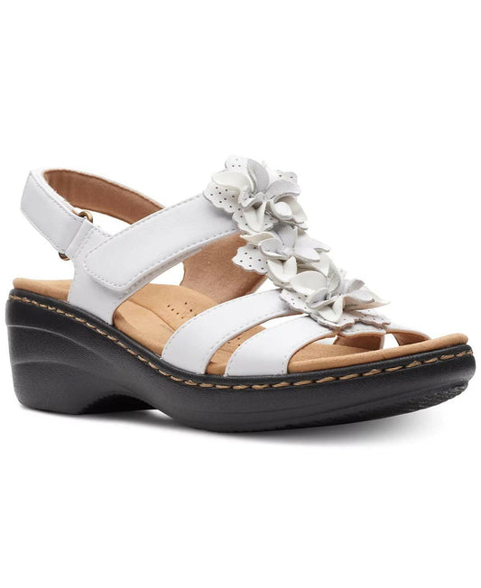 Clarks Merliah Sheryl Wedge Sandals – Women’s White Leather, Size 6