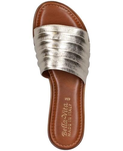 Bella Vita Rya-Italy Flat Sandals – Women’s Champagne Gold Leather, Size 10