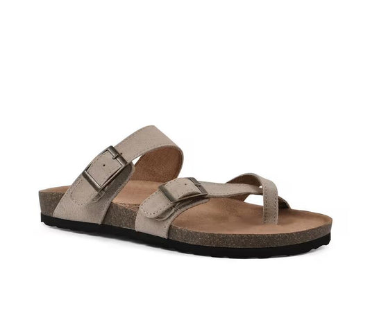 Women's Gracie Suede Toe Loop Sandals Sandwood Beige 9 MSRP $59