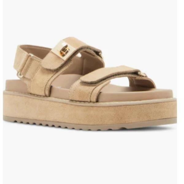 Steve Madden Big Mona Platform Sandals – Women’s Taupe Suede, Size 9.5, Comfort