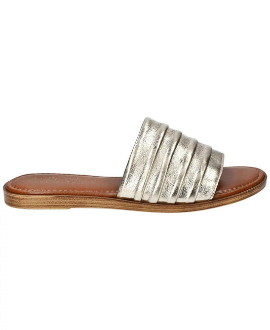 Bella Vita Rya-Italy Flat Sandals – Women’s Champagne Gold Leather, Size 10