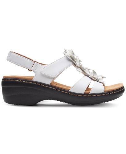 Clarks Merliah Sheryl Wedge Sandals – Women’s White Leather, Size 6