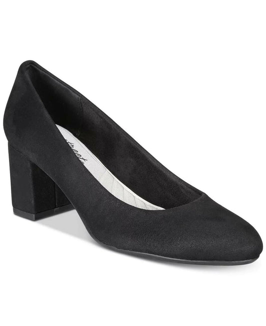 Easy Street Proper Pumps – Women’s Black Super Suede, Size 7, Comfort Heel