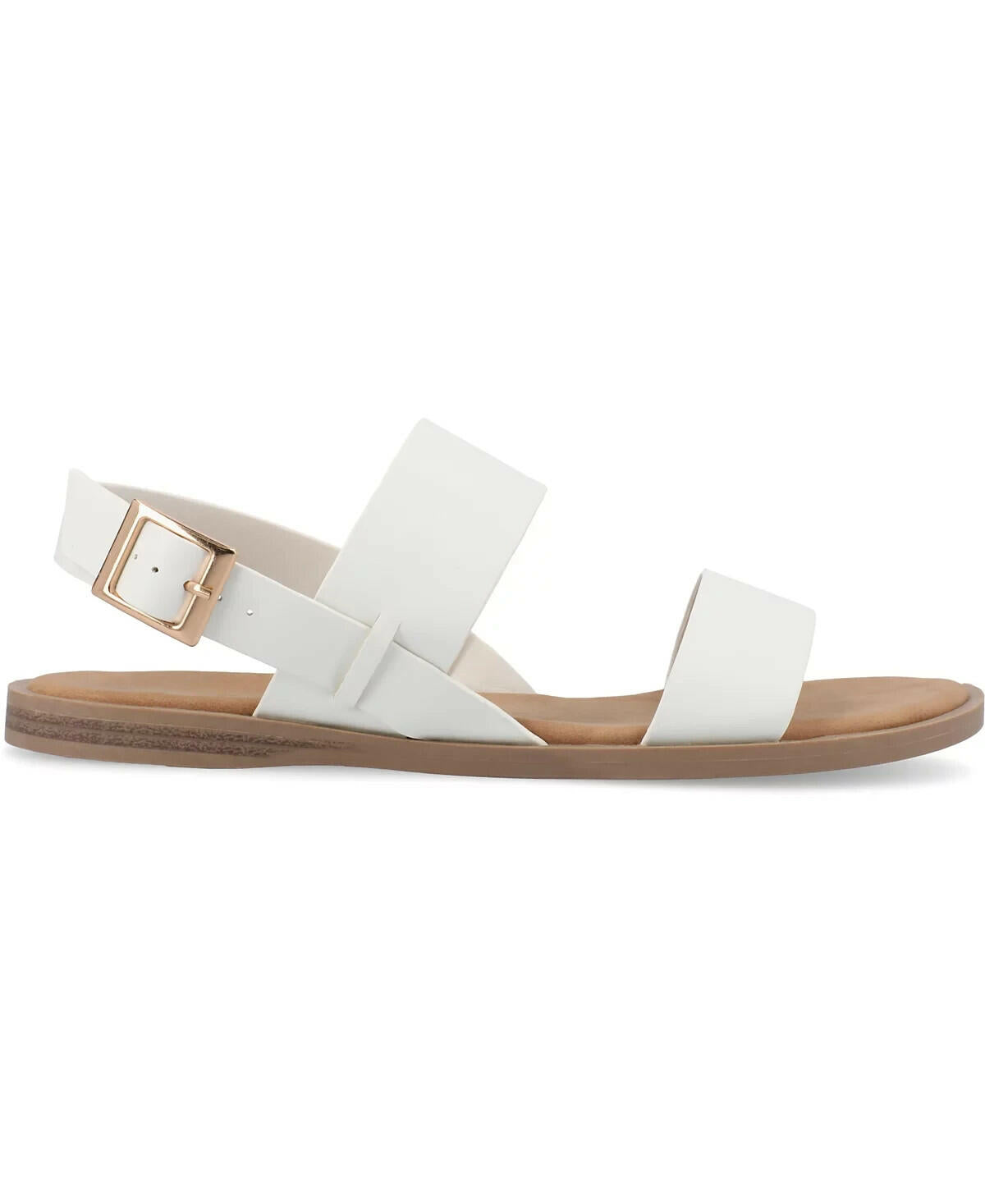 Journee Collection Womens Lavine Double Strap Sandals White 8 MSRP $59