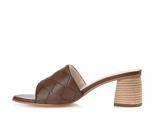 Journee Signature Kellee Block Heel Sandals – Women’s Brown Leather, Size 7