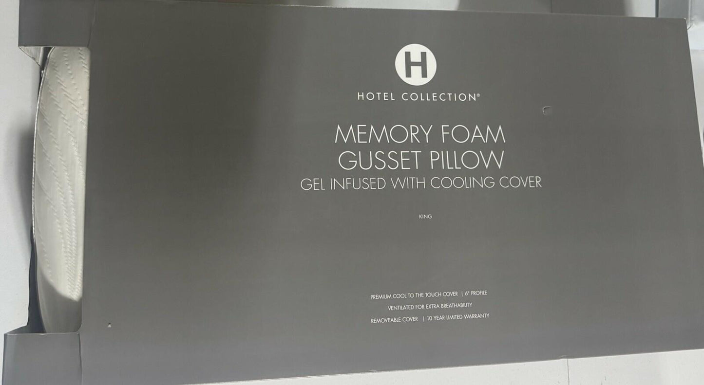 Hotel Collection Cooling Memory Foam Gusset Pillow King Size $200 MSRP