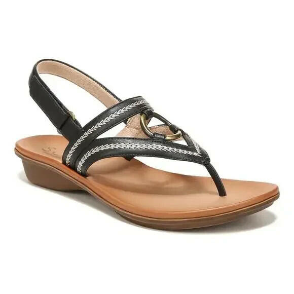 SOUL Naturalizer Sunny Thong Slingback Sandals Black 6 Comfort $100