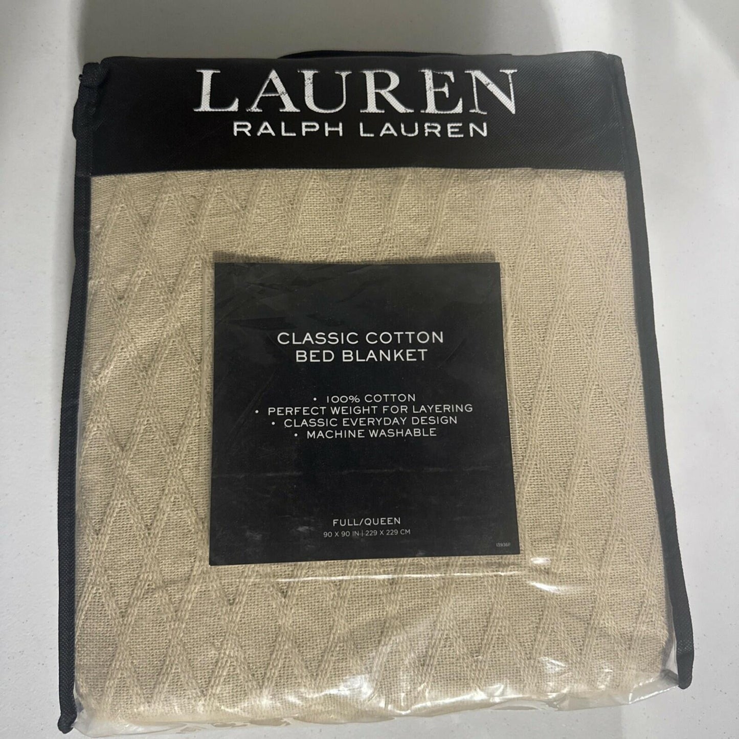 Lauren Ralph Lauren Classic Cotton Blanket Full Queen Gray MSRP $100