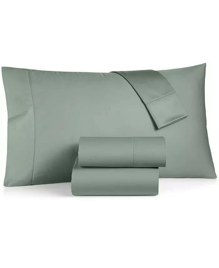 Charter Club Solid 550TC Cotton 4 Pc Queen Sheet Set Moss Green MSRP $170