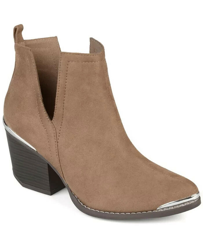 Journee Collection Issla Block Heel Western Bootie Brown 10 New $89