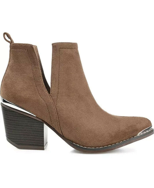 Journee Collection Issla Block Heel Western Bootie Brown 10 New $89