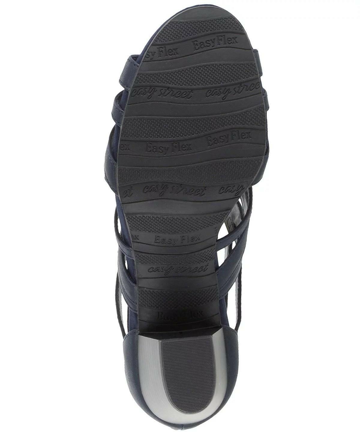 Easy Street Amaze Sandals Women’s Strappy Block Heel Shoes Navy Size 8.5 – MSRP