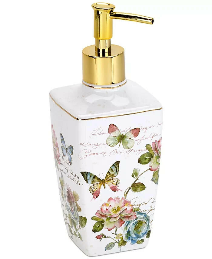 Avanti Butterfly Garden White Ceramic Jar Floral Butterfly Design MSRP $30