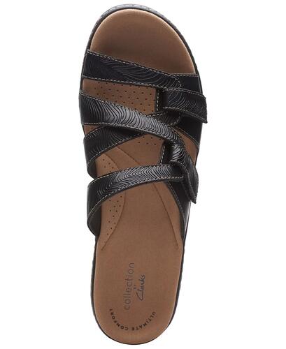 Clarks Merliah Karli Wedge Sandals – Women’s Black Leather, Size 7.5W