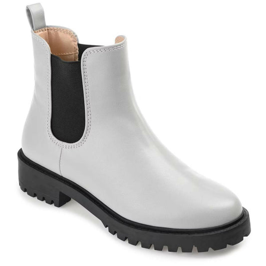 Journee Collection Kenova Chelsea Booties – Women’s Gray Vegan Leather, Size 12,