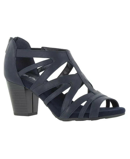Easy Street Amaze Sandals 8.5 Navy Block Heel MSRP $89