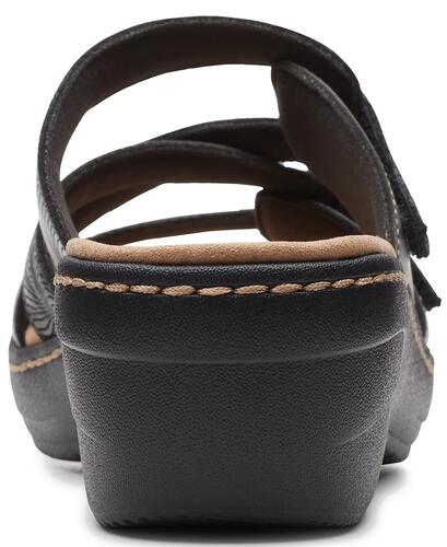 Clarks Merliah Karli Wedge Sandals – Women’s Black Leather, Size 7.5W
