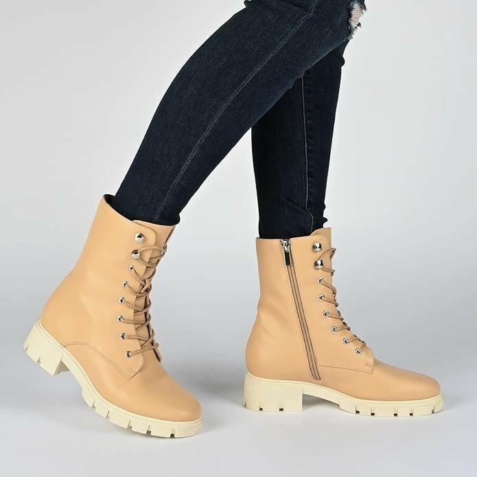 Journee Collection Madelynn Booties Women’s Lug Sole Combat Ankle Boots Black Si