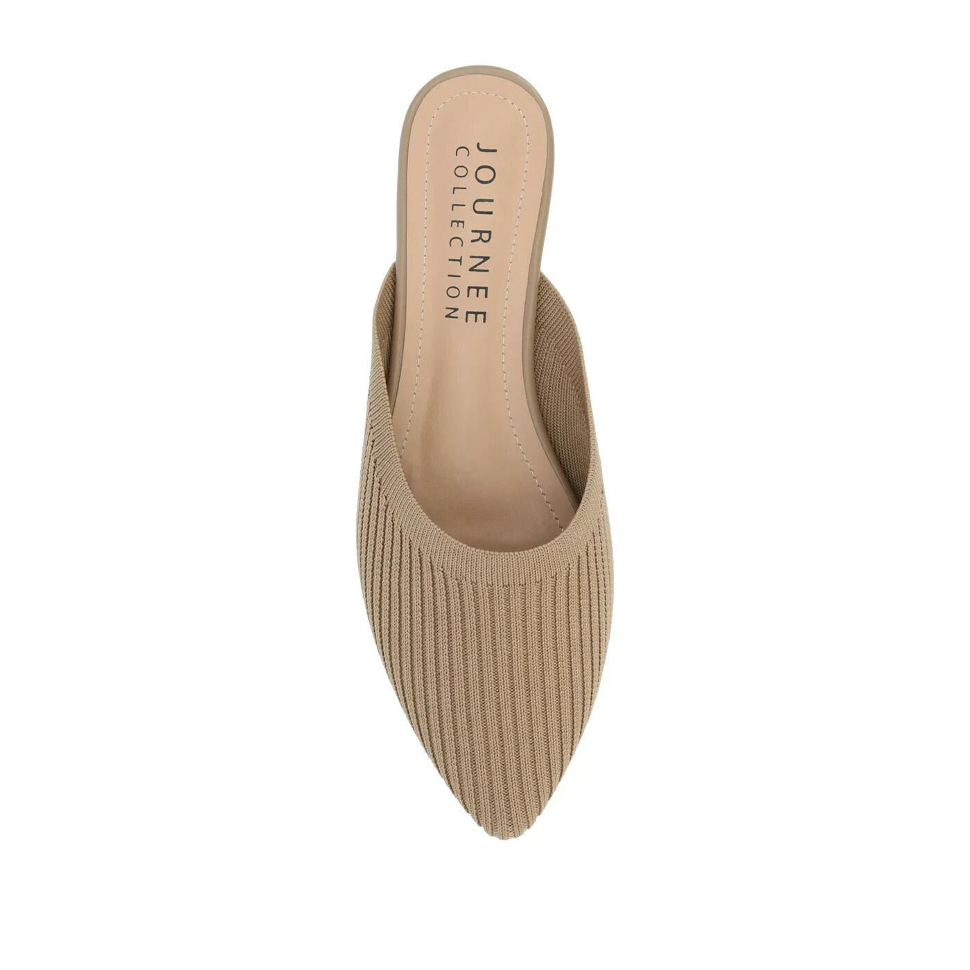 Journee Collection Women's Aniee Knit Fabric Mule Flats Beige 8 MSRP $79